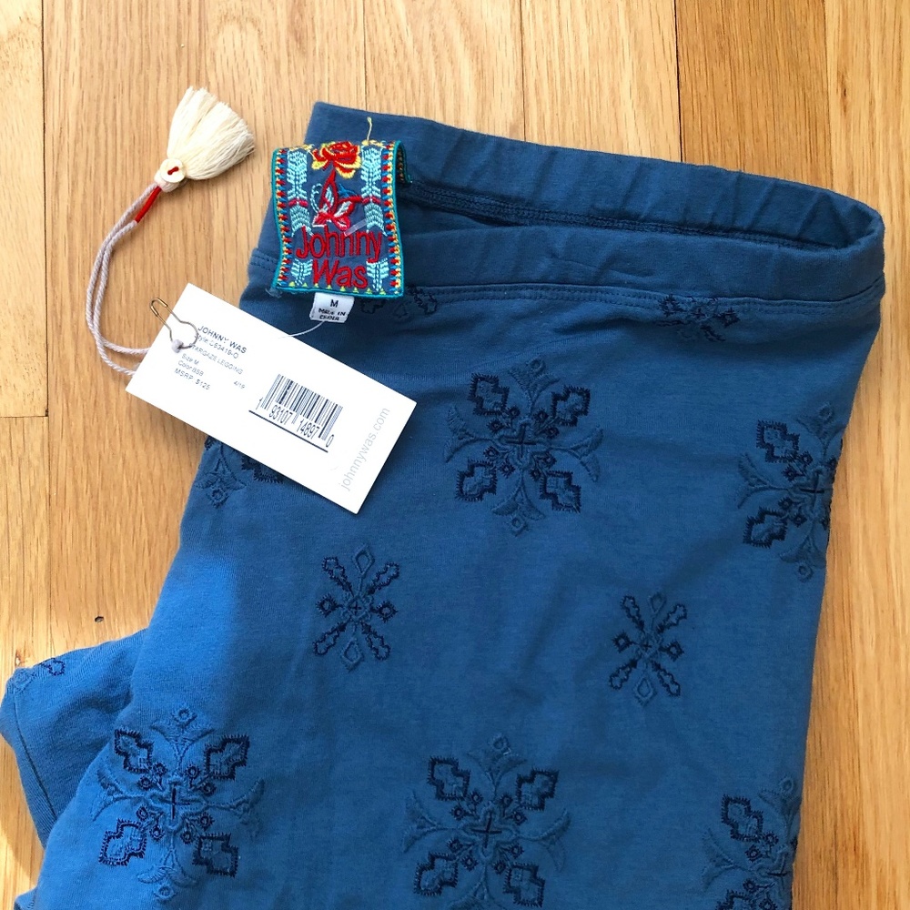 NWT Johnny Was Floral Embroidery Pants/Leggings